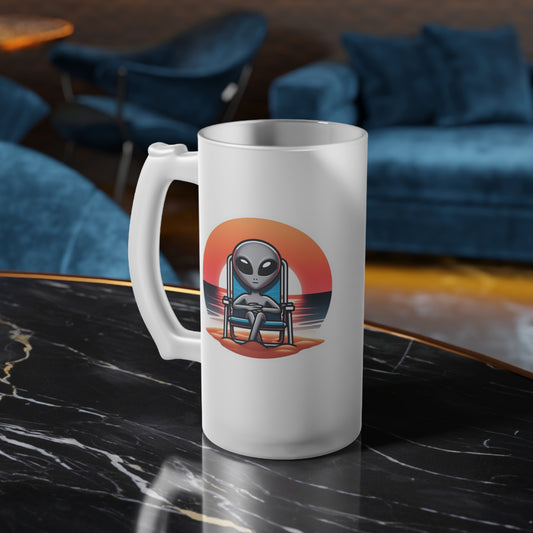 Beach Alien Frosted Glass Beer Mug