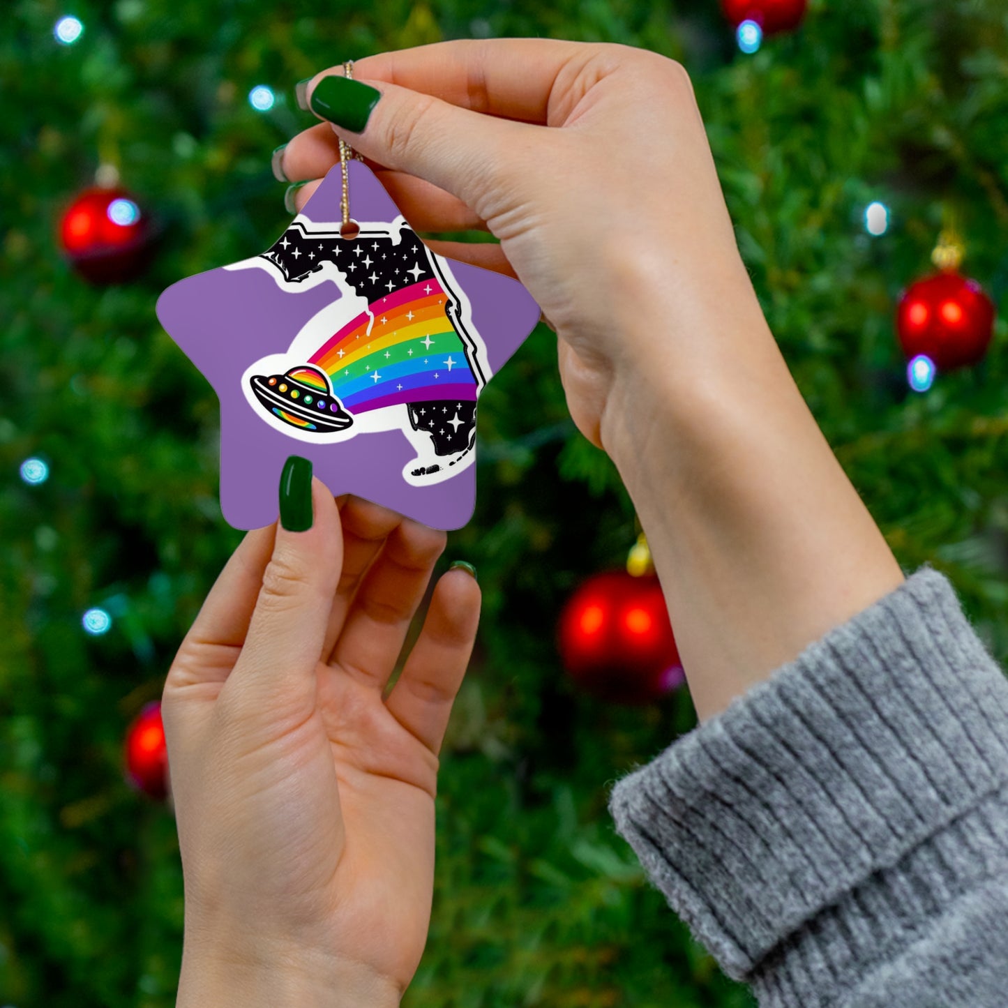 Alien Pride State ornaments Purple