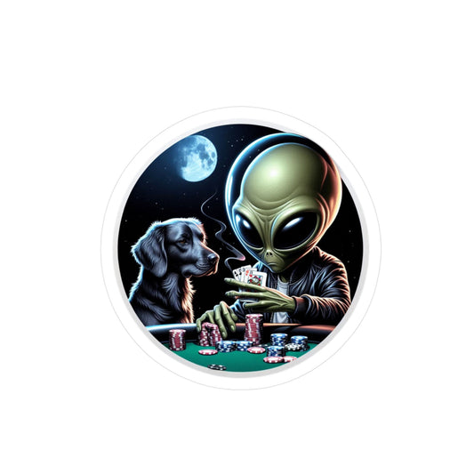 Dog Cheating with Alien Playing Poker Vinyl Decals