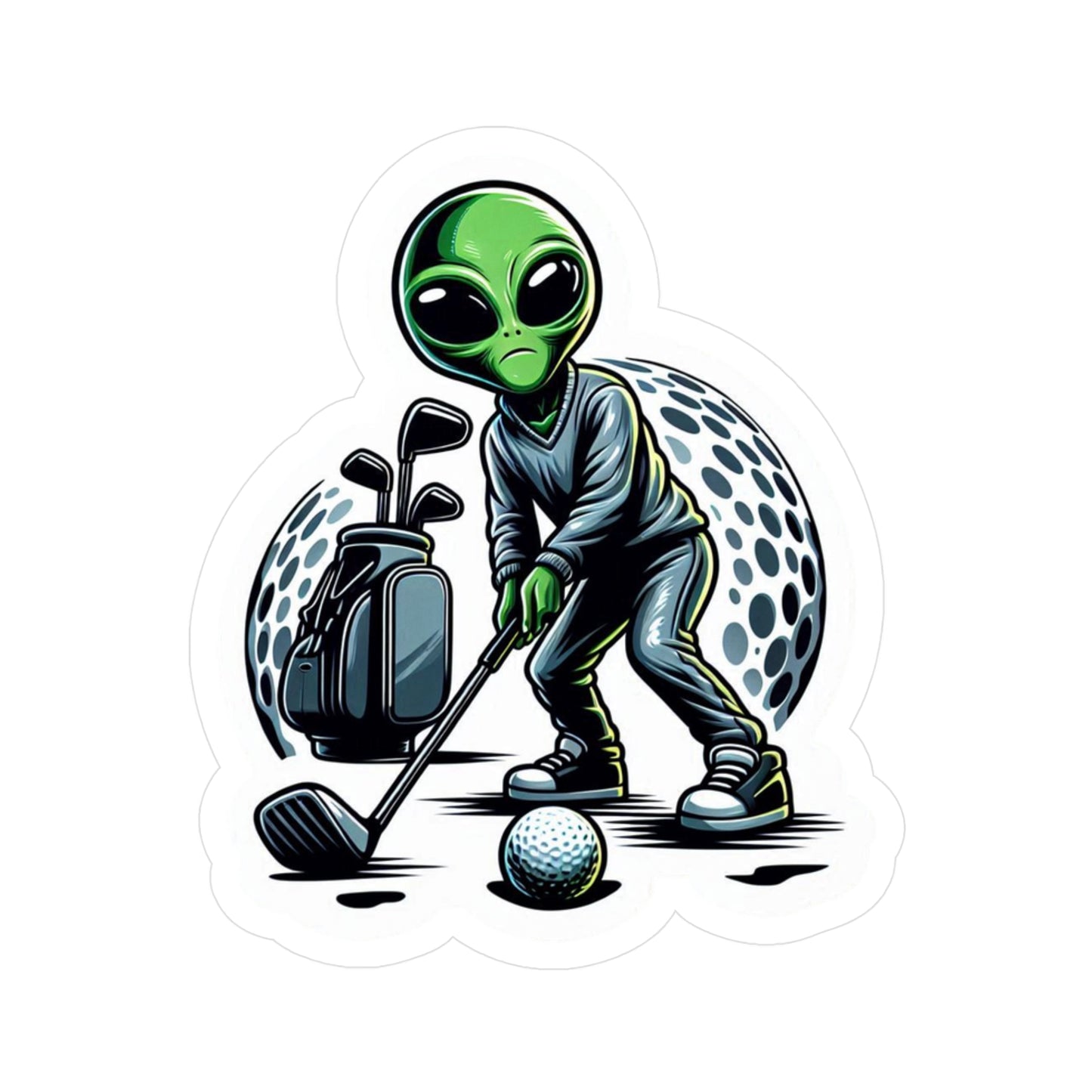 Alien Golfing with bag Vinyl Decals