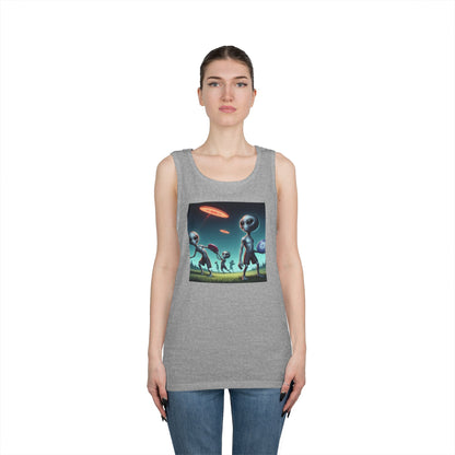 Tank Top with Aliens Playing Disc Golf Design
