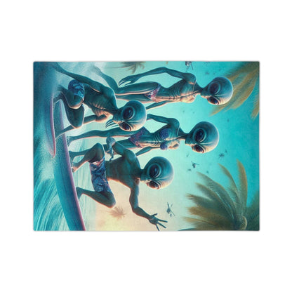 Aliens Surfing Microfiber Blanket