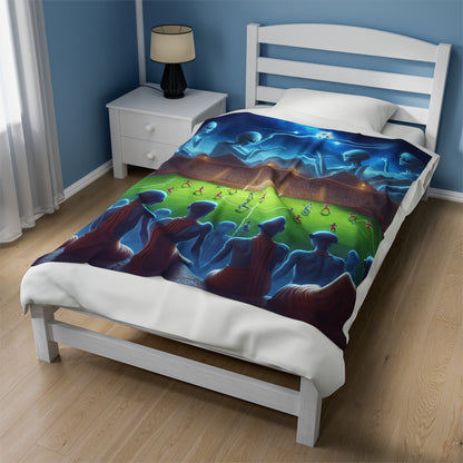 Aliens Watching Intergalactic Futbol Velveteen Plush Blanket