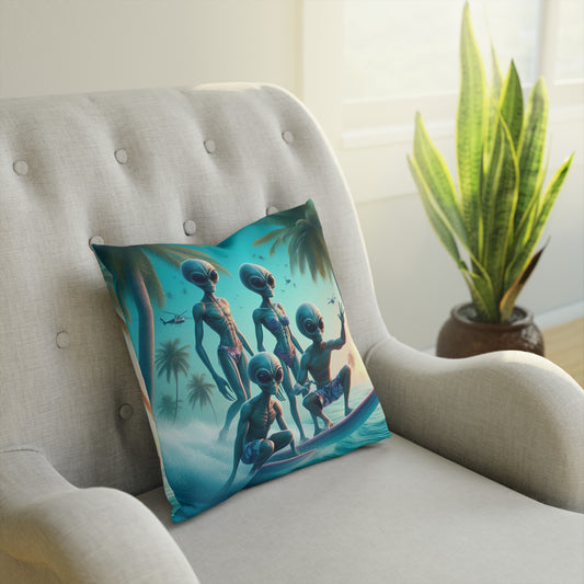 Surfing Alien Pillow