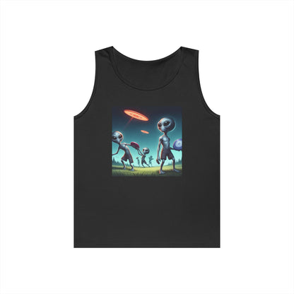 Tank Top with Aliens Playing Disc Golf Design