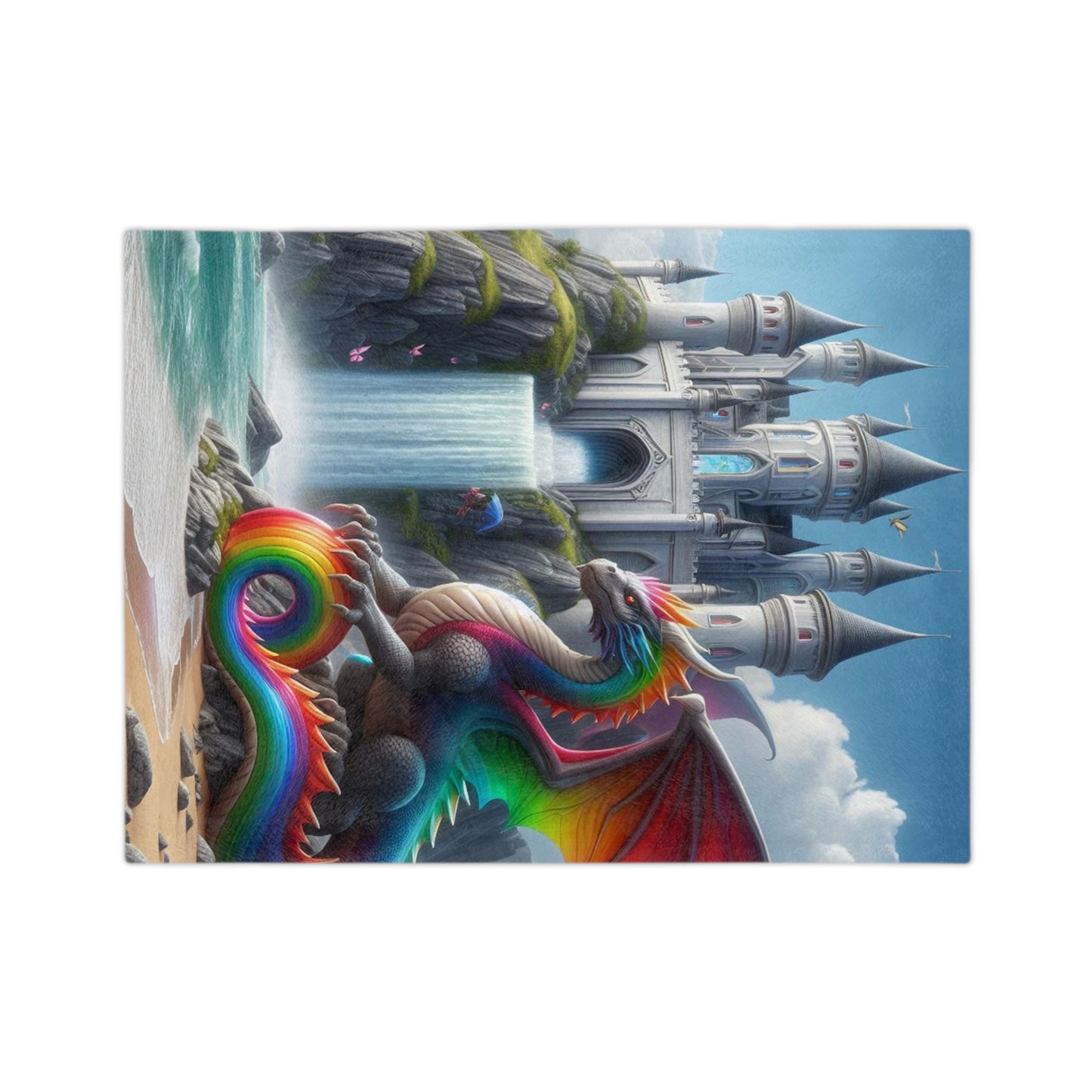 Guarding Rainbow Dragon Velveteen Microfiber Blanket