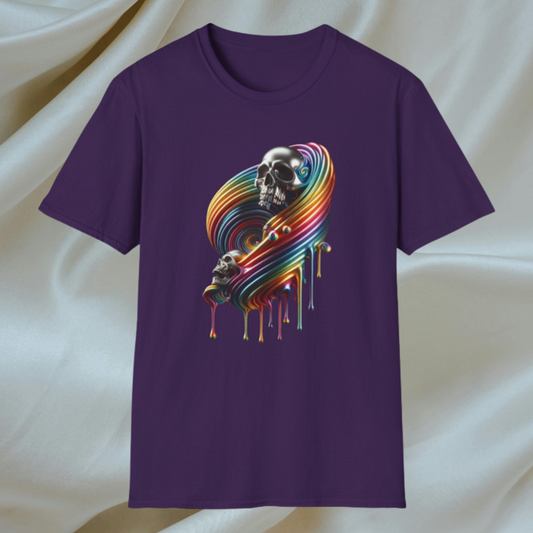 Metallic Rainbow Drip Skull T-Shirt - Gay Pride