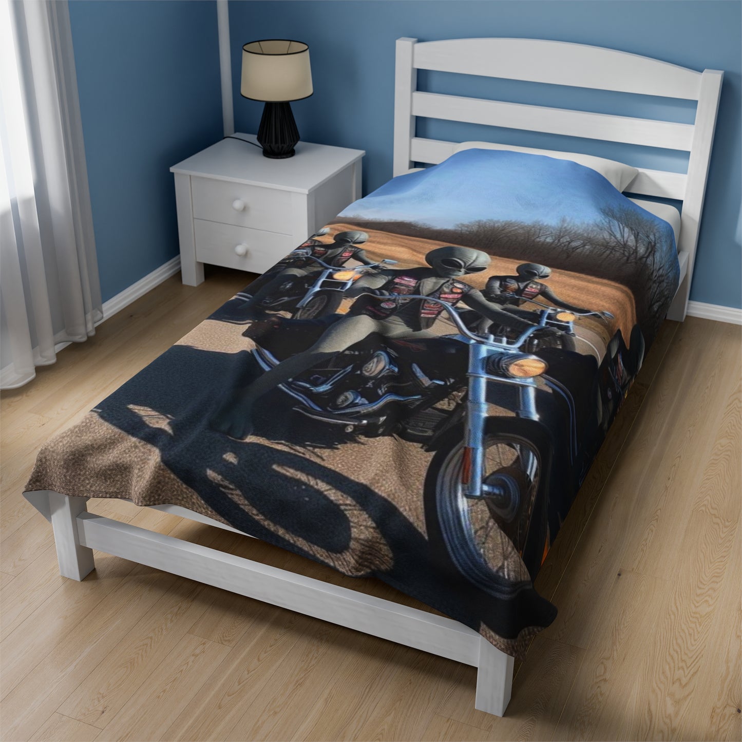 Alien Bikers Velveteen Plush Blanket