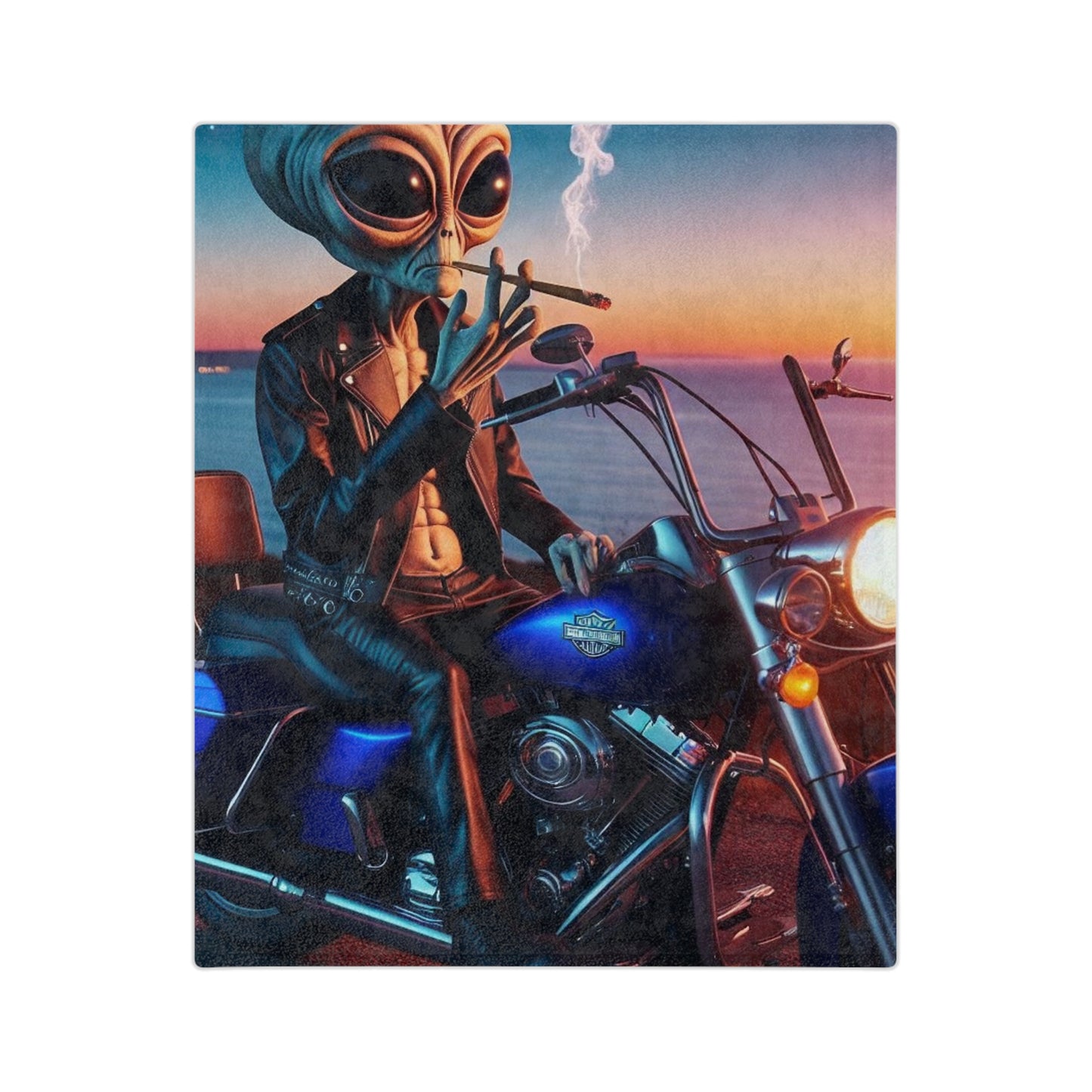 Alien on a Hog Microfiber Blanket