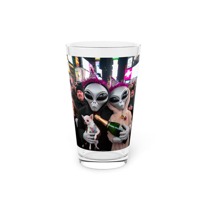 Time's Square with Aliens Pint Glass, 16oz