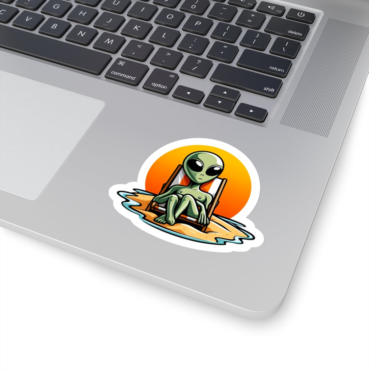 Alien at the Beach Kiss-Cut Stickers