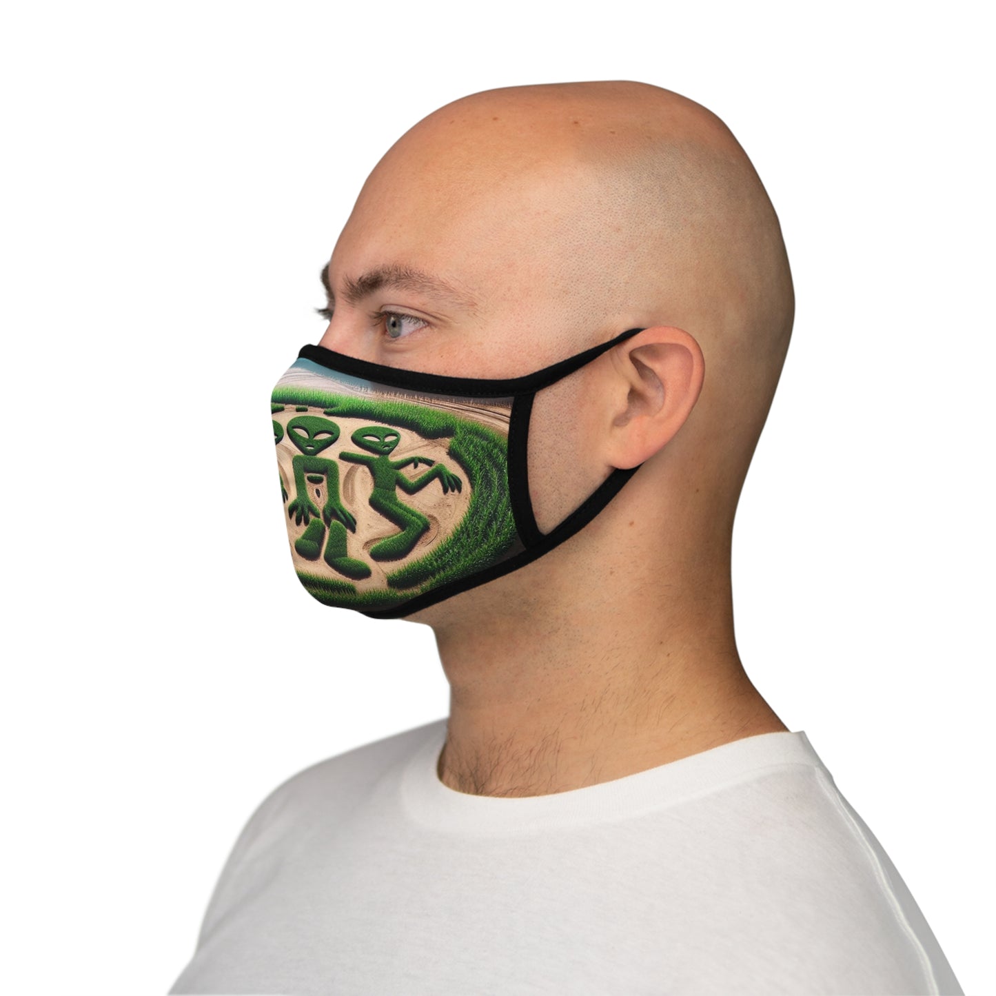 Alien Crop Circles Fitted Face Mask