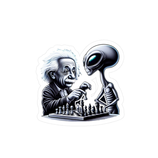 Einstein and Alien Playing Chess Vinyl Decals