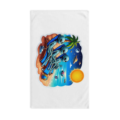Three Aliens at the Beach Hand Towel