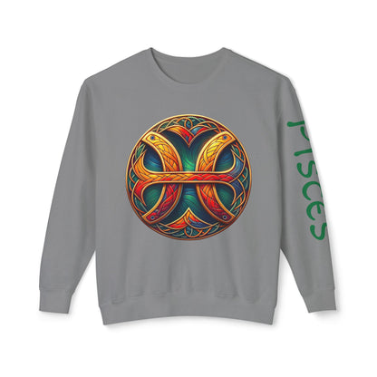 Crewneck Sweatshirt with Celtic Astrological Symbols-Pisces