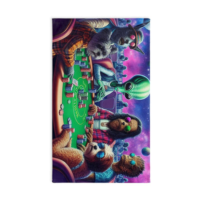 Dogs & Aliens Playing Poker Hand Towel