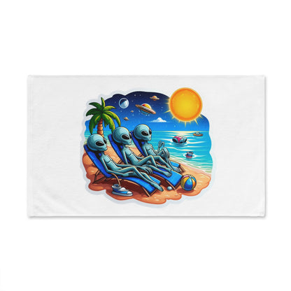 Three Aliens at the Beach Hand Towel