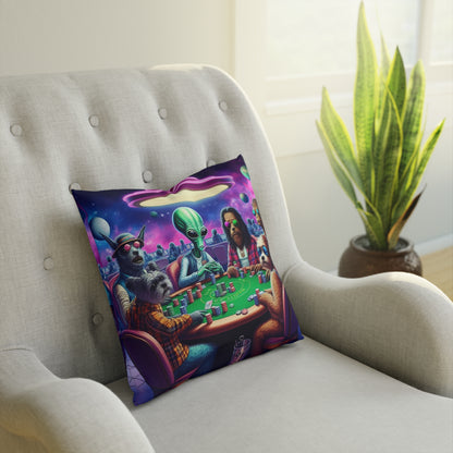 Alien Playing Poker Pillow