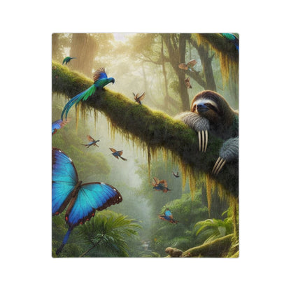 Rain Forest & Sloth Velveteen Microfiber Blanket
