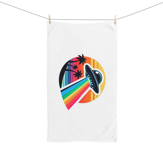 Retro Aliens in Paradise Hand Towel