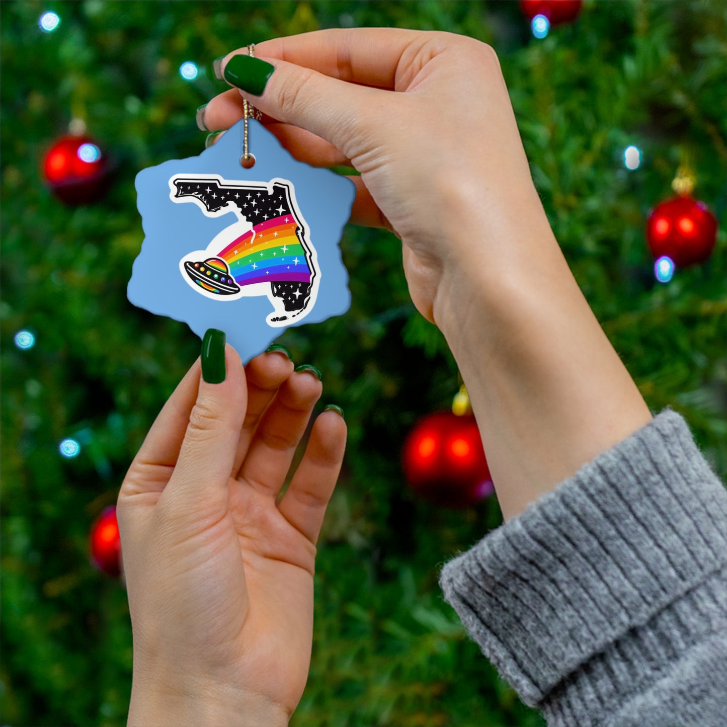 Alien Pride State Ornaments Blue