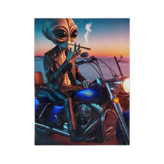 Alien on a Hog Microfiber Blanket
