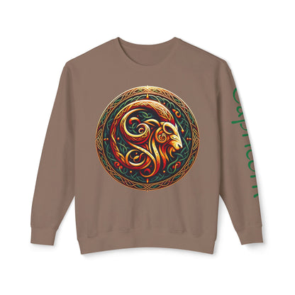 Crewneck Sweatshirt with Celtic Astrological Symbols-Capricorn