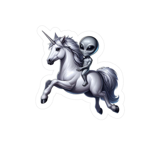 Alien Riding a Unicorn Vinyl Decals