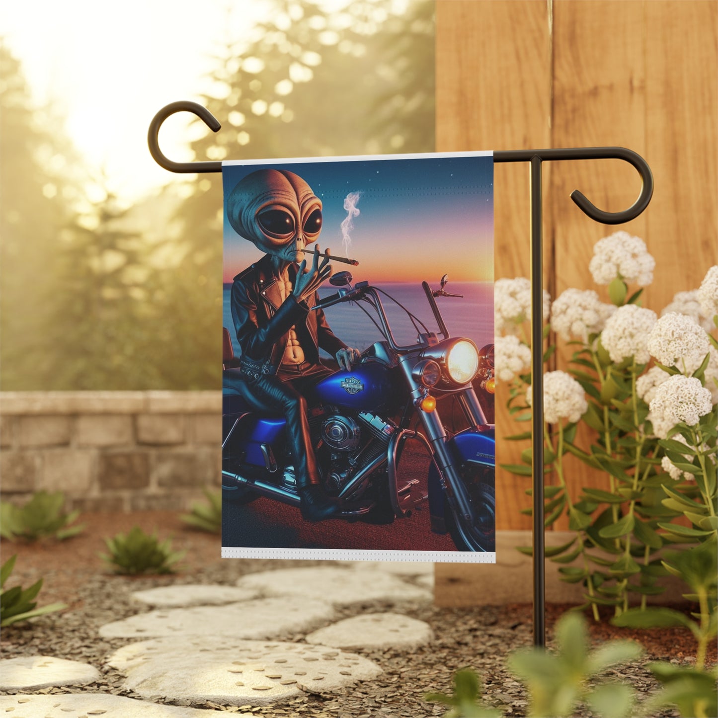 Alien Biker Garden & House Banner