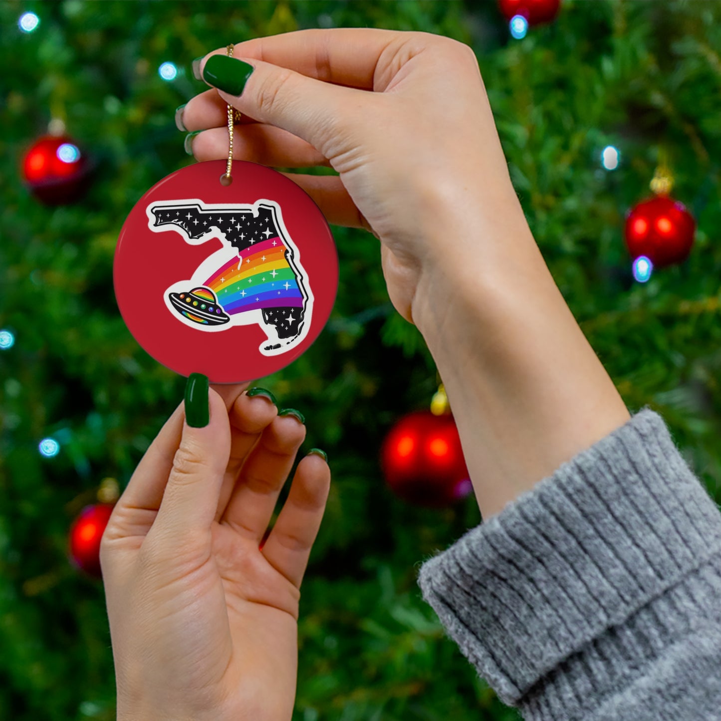 Alien Pride State ornaments Red