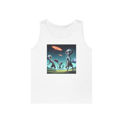 Tank Top with Aliens Playing Disc Golf Design