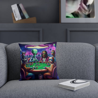 Alien Playing Poker Pillow