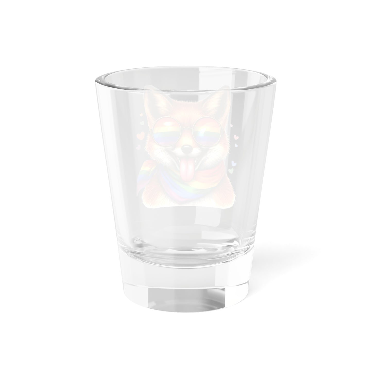 Rainbow Fox in Love Shot Glass