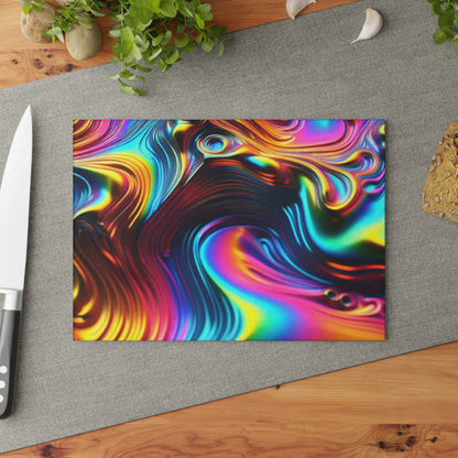 Molten Rainbow Glass Cutting Board