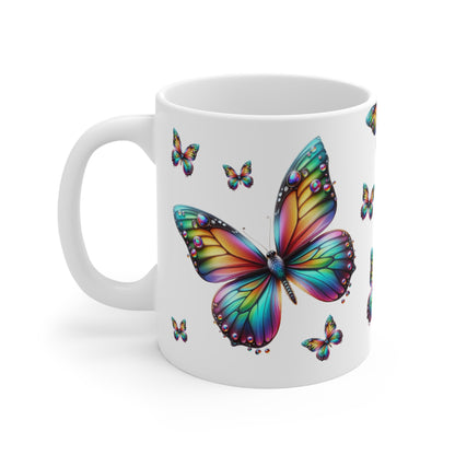 Neon Rainbow Butterflies Mug