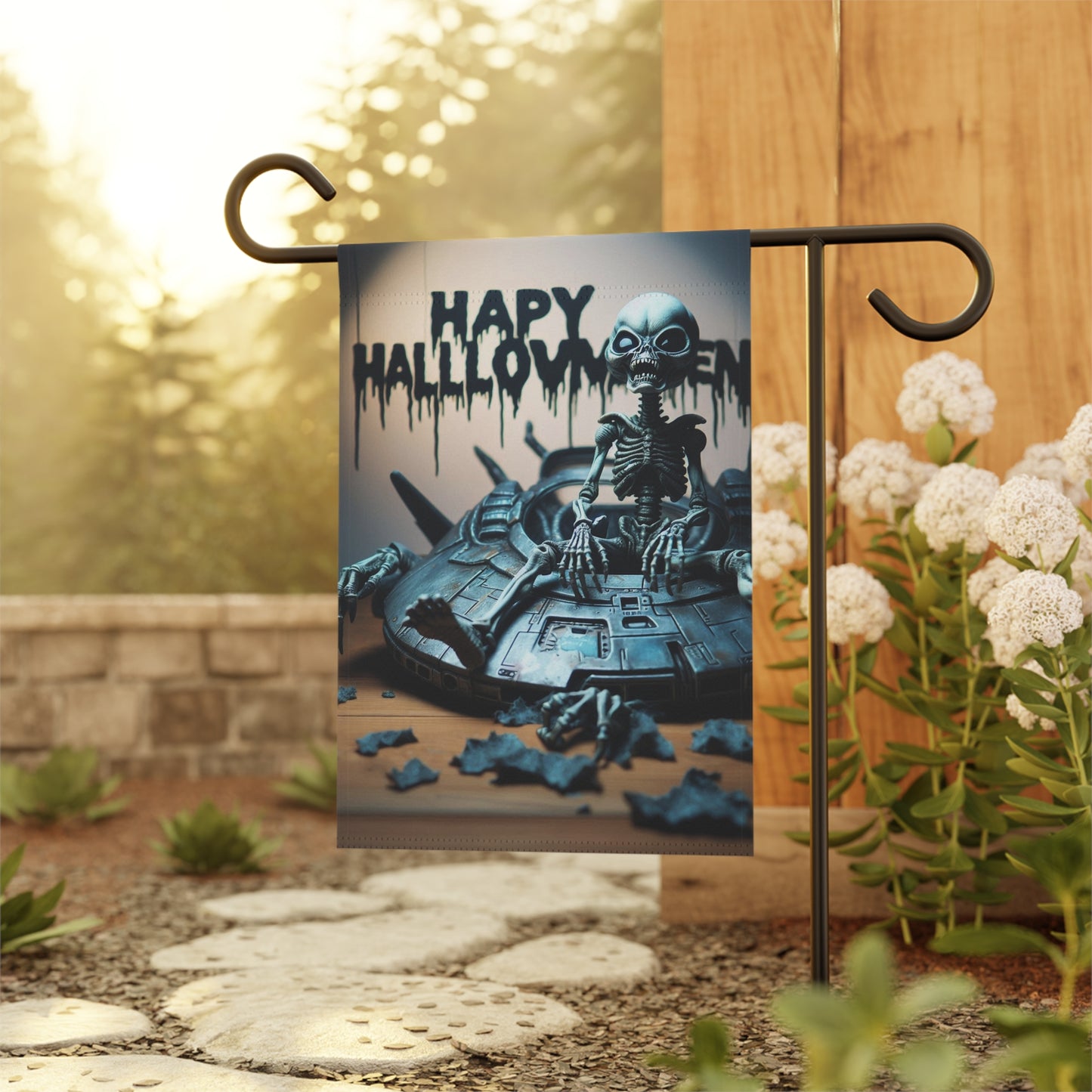 Halloween Alien Zombie Garden Flag