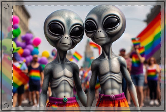 Flag with Alien Pride Festival Design