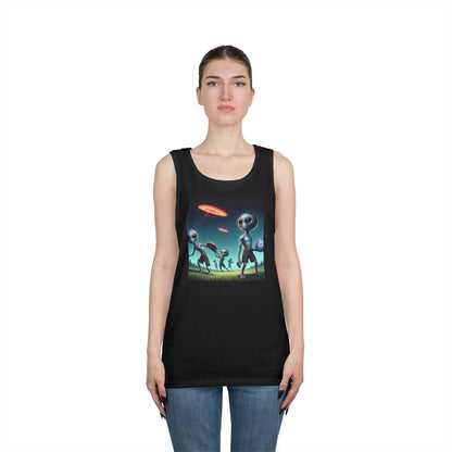 Tank Top with Aliens Playing Disc Golf Design