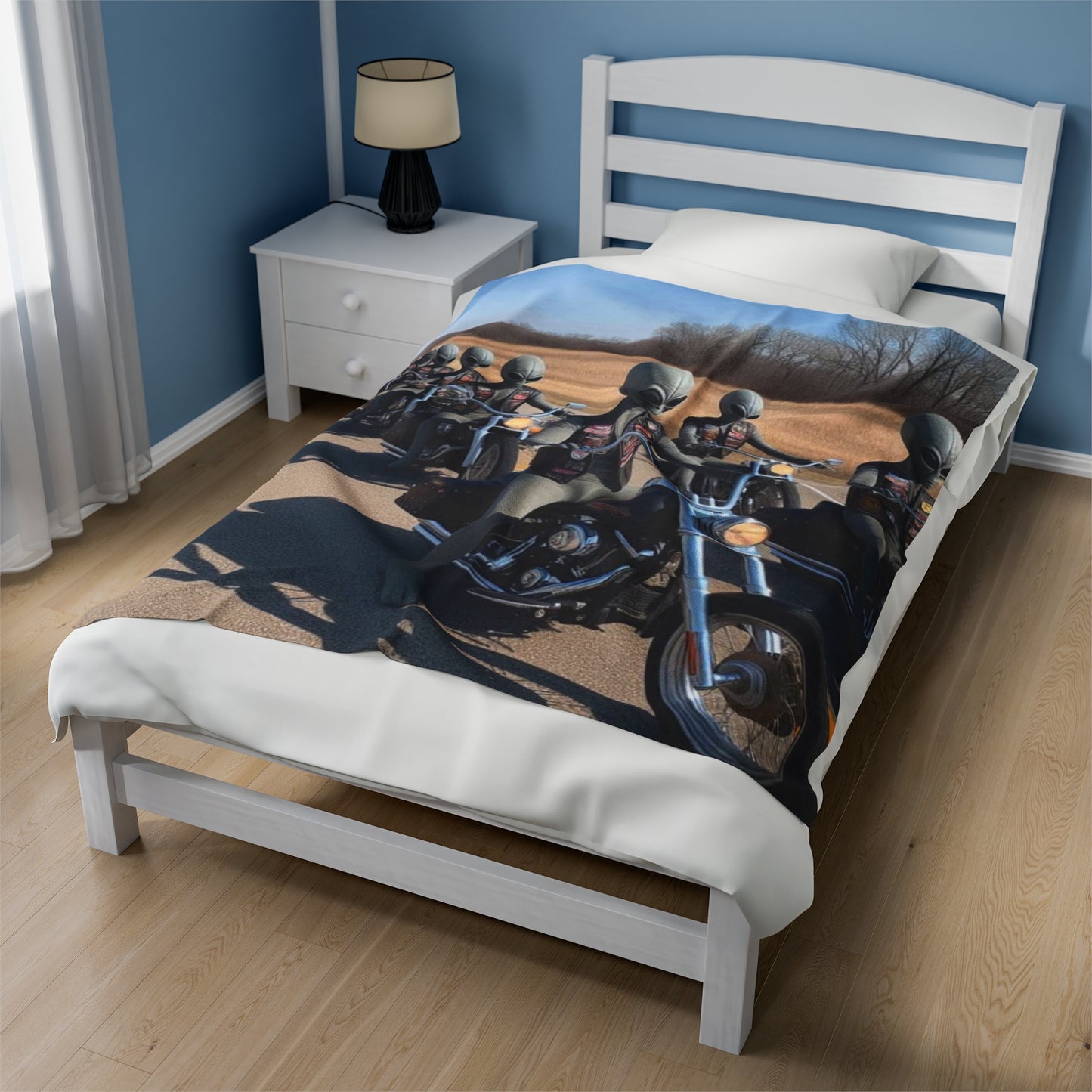 Alien Bikers Velveteen Plush Blanket