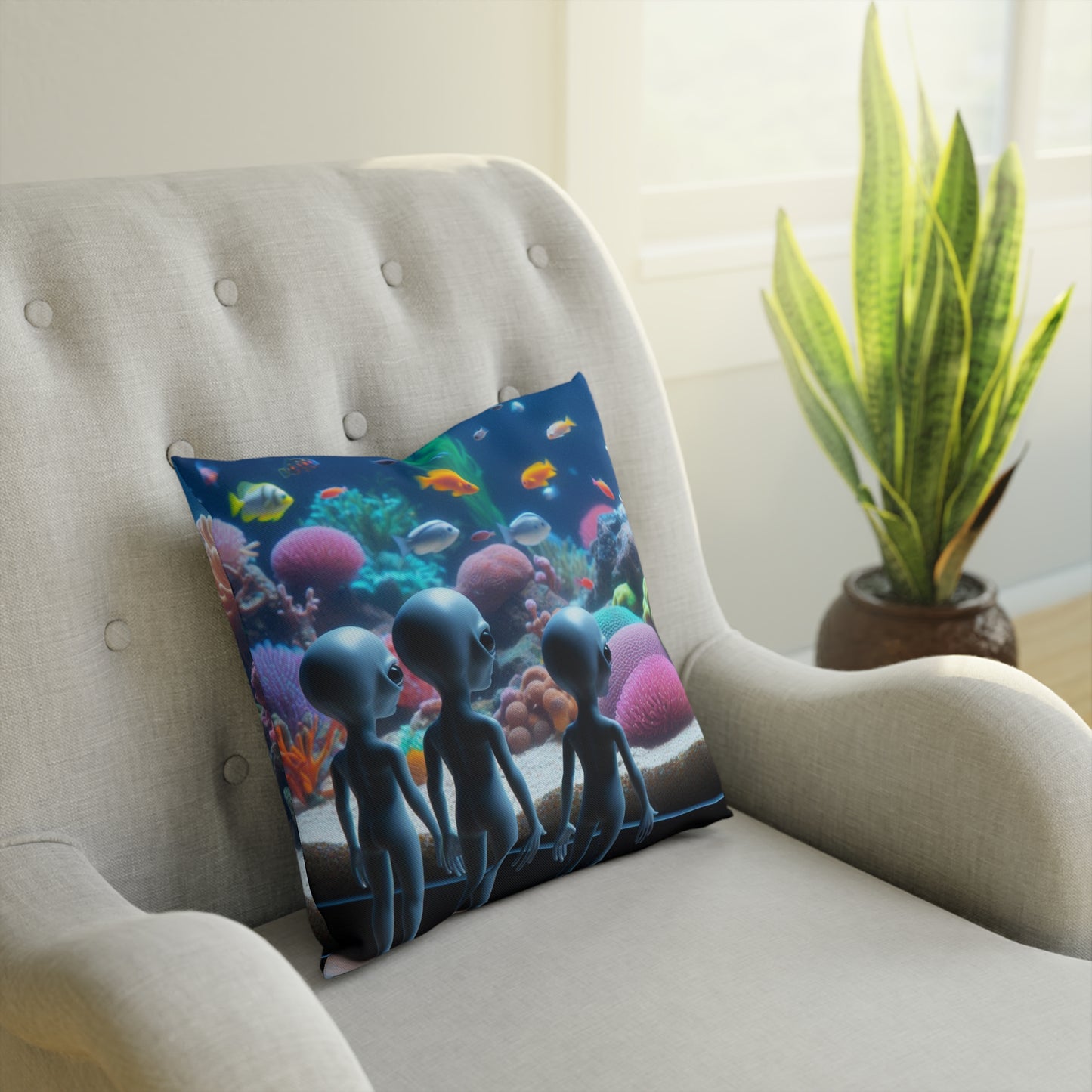 Aliens at Coral Reef Aquarium Pillow