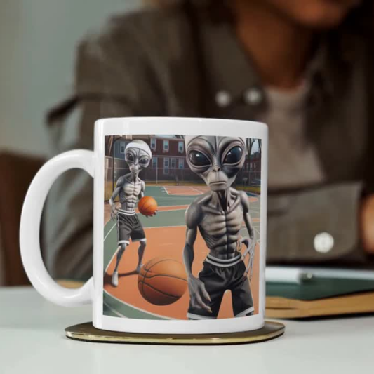 Alien Basketball Players Coffee Mug