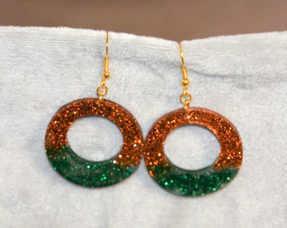 Copper in Kelly Green Orbital Earings