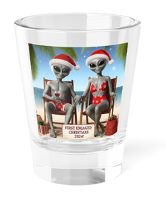 First Engaged Christmas Aliens Shot Glass