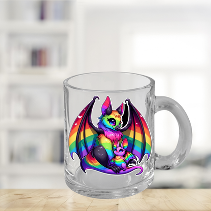 Rainbow Bats Glass Mug