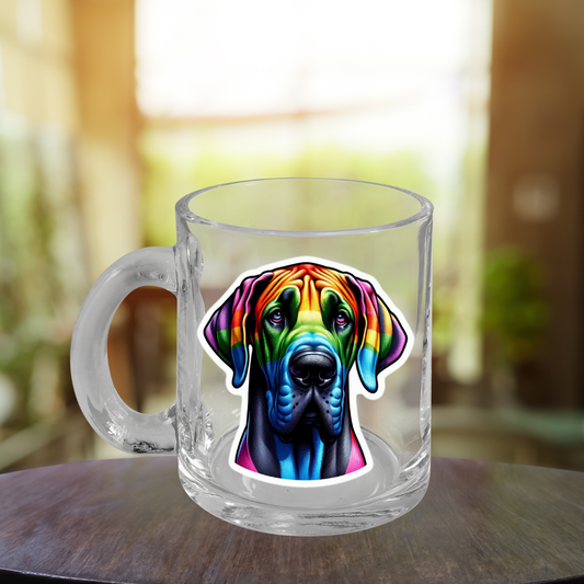 Rainbow Great Dane Glass Mug