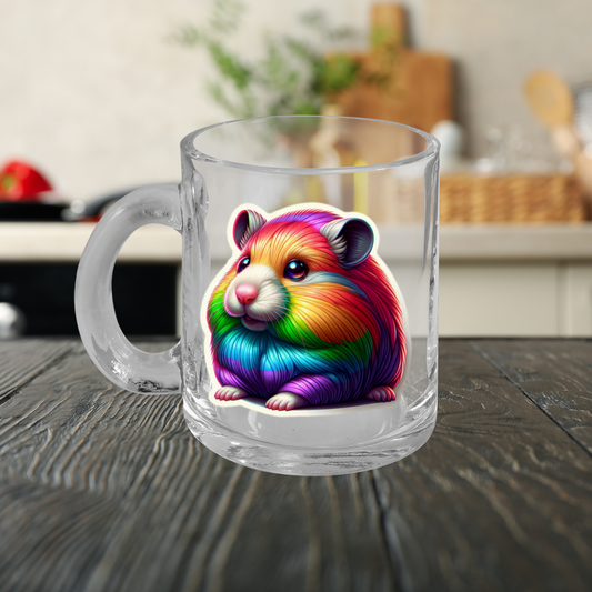 Rainbow Hamster Glass Mug