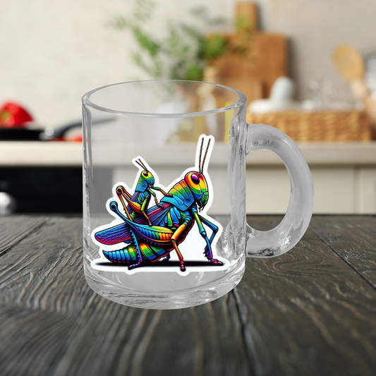 Rainbow Grasshoppers Glass Mug