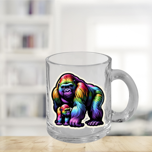 Rainbow Gorillas Glass Mug