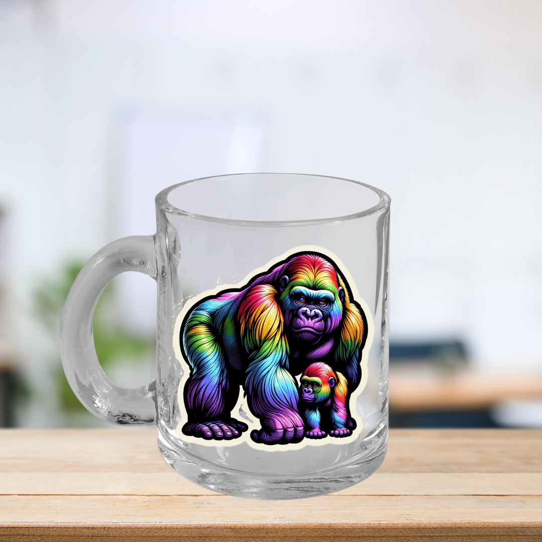 Rainbow Gorillas Glass Mug