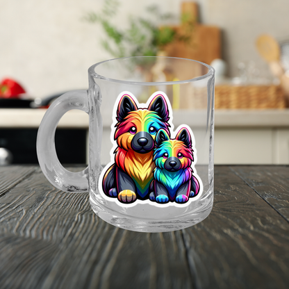 Rainbow German Shepherd Mom and Pup Glass Mug